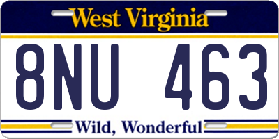WV license plate 8NU463