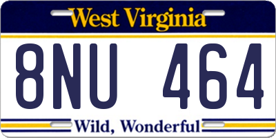 WV license plate 8NU464