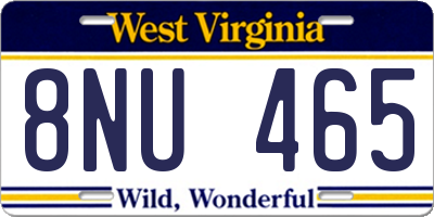 WV license plate 8NU465