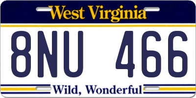 WV license plate 8NU466