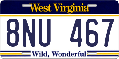 WV license plate 8NU467