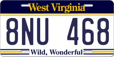 WV license plate 8NU468