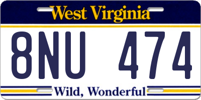 WV license plate 8NU474