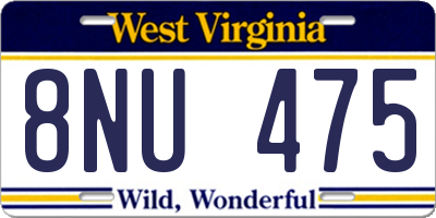 WV license plate 8NU475
