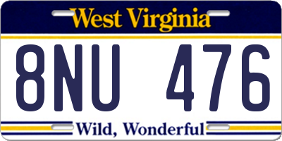 WV license plate 8NU476