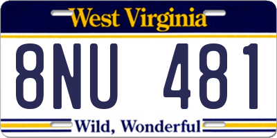 WV license plate 8NU481