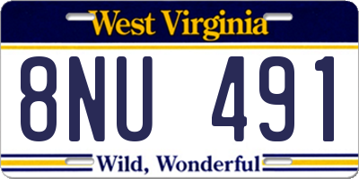 WV license plate 8NU491