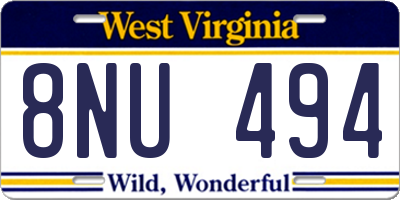 WV license plate 8NU494