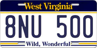 WV license plate 8NU500