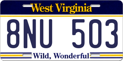 WV license plate 8NU503