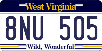 WV license plate 8NU505