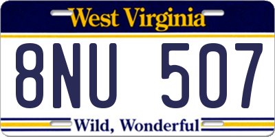 WV license plate 8NU507