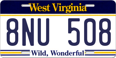 WV license plate 8NU508