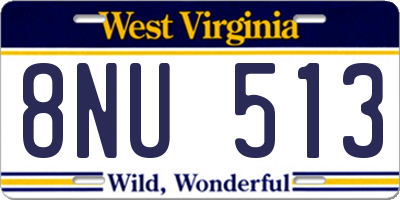 WV license plate 8NU513