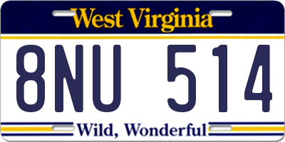 WV license plate 8NU514