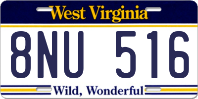 WV license plate 8NU516