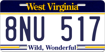 WV license plate 8NU517