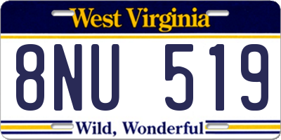 WV license plate 8NU519