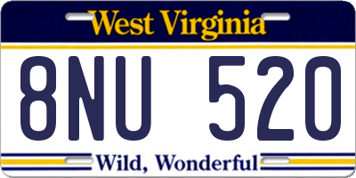 WV license plate 8NU520