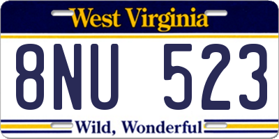 WV license plate 8NU523
