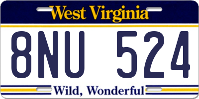 WV license plate 8NU524
