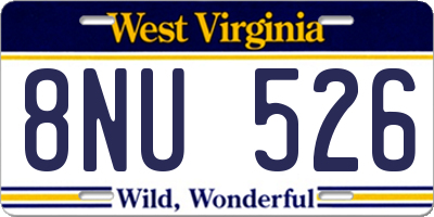 WV license plate 8NU526