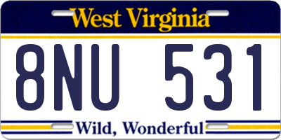 WV license plate 8NU531