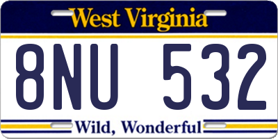 WV license plate 8NU532