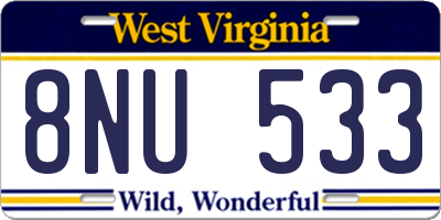 WV license plate 8NU533