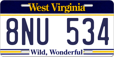 WV license plate 8NU534