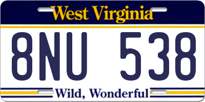 WV license plate 8NU538