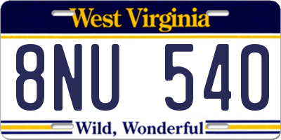 WV license plate 8NU540