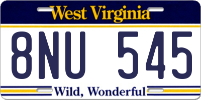 WV license plate 8NU545