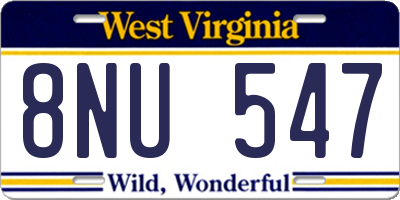 WV license plate 8NU547