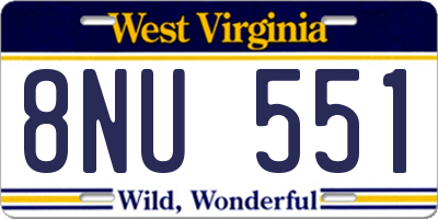 WV license plate 8NU551