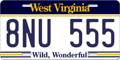 WV license plate 8NU555