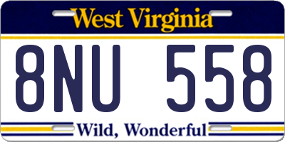 WV license plate 8NU558