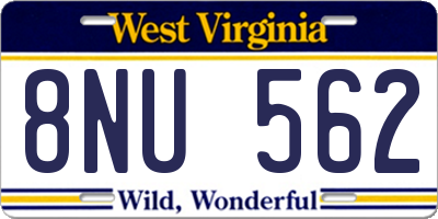 WV license plate 8NU562