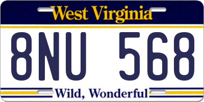 WV license plate 8NU568