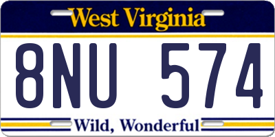 WV license plate 8NU574