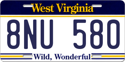 WV license plate 8NU580