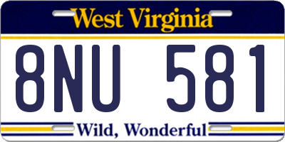 WV license plate 8NU581