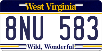 WV license plate 8NU583