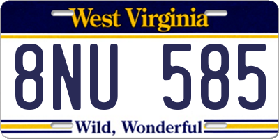 WV license plate 8NU585