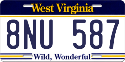 WV license plate 8NU587