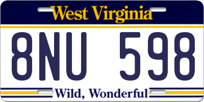WV license plate 8NU598