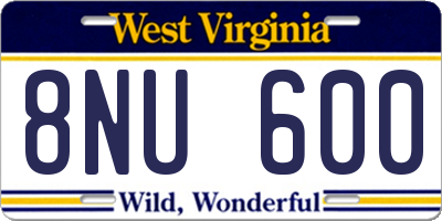 WV license plate 8NU600