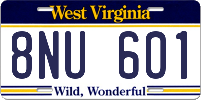 WV license plate 8NU601