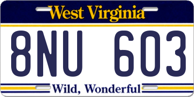 WV license plate 8NU603