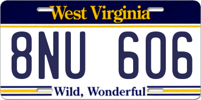 WV license plate 8NU606
